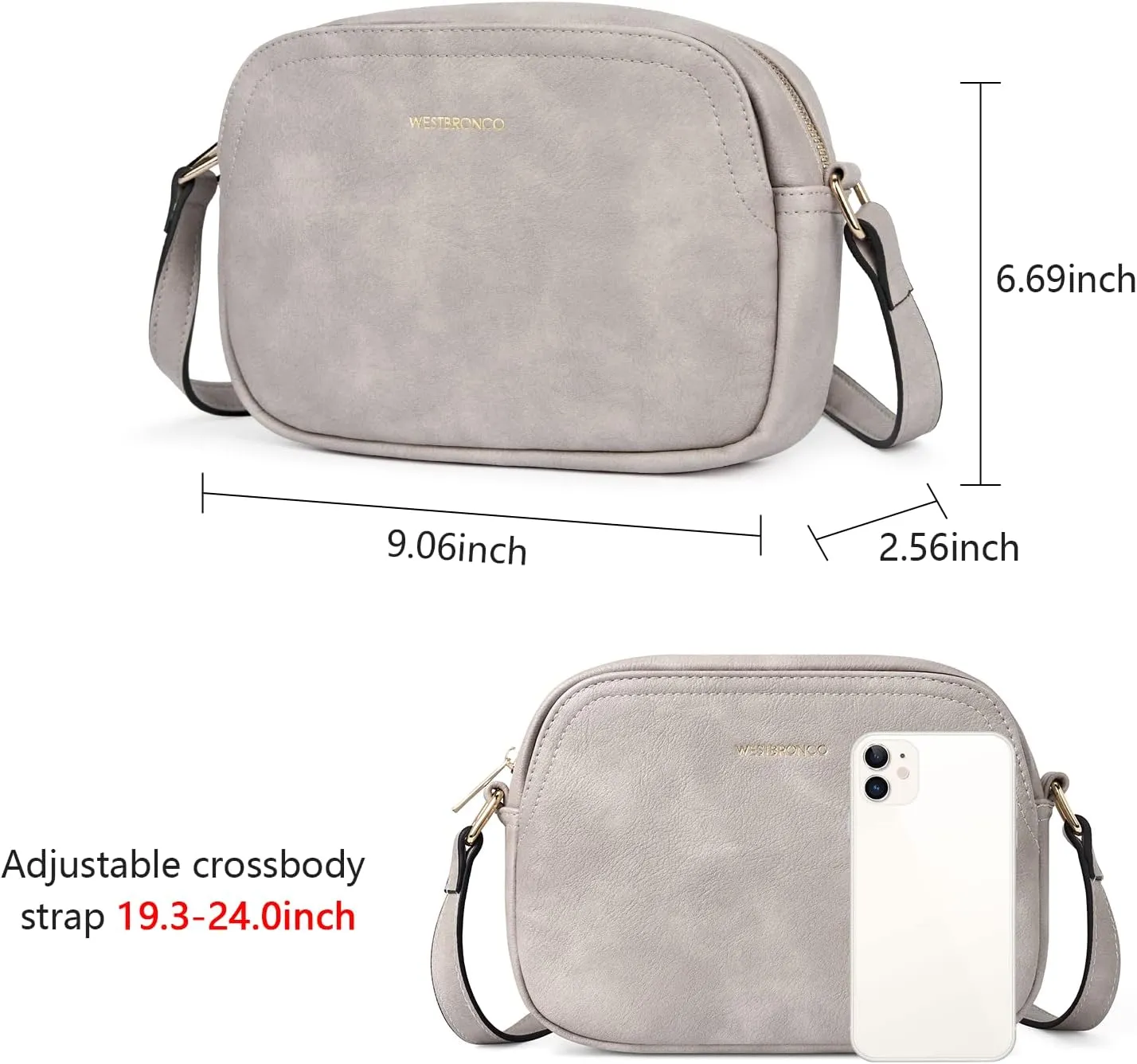 WESTBRONCO Crossbody Bag for Women Vegan Leather Wallet Purses Satchel Shoulder Bags Small Size