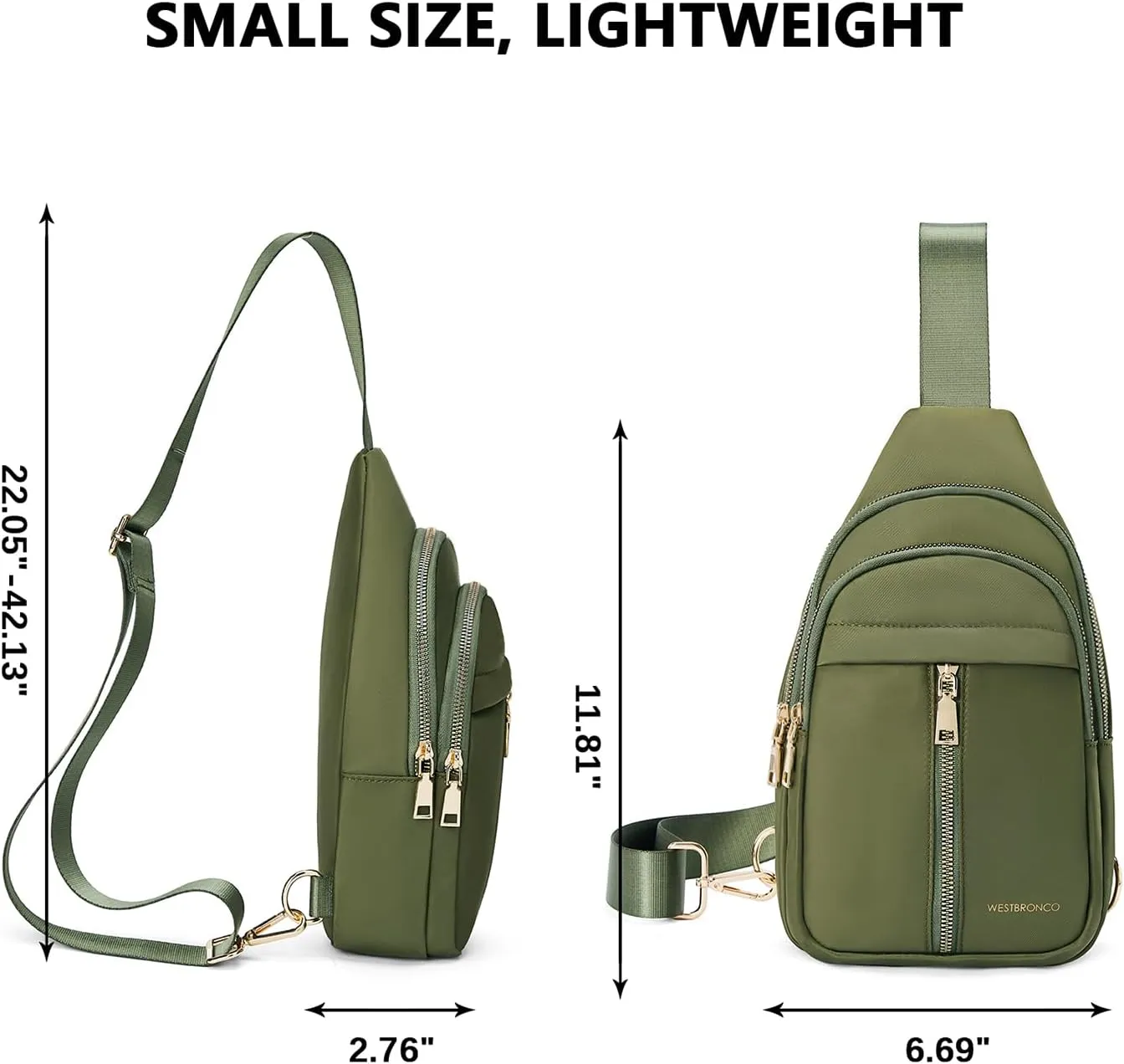 WESTBRONCO Sling Bag for Women Small Nylon Fanny Pack Lightweight Large-capacity Crossbody Bags