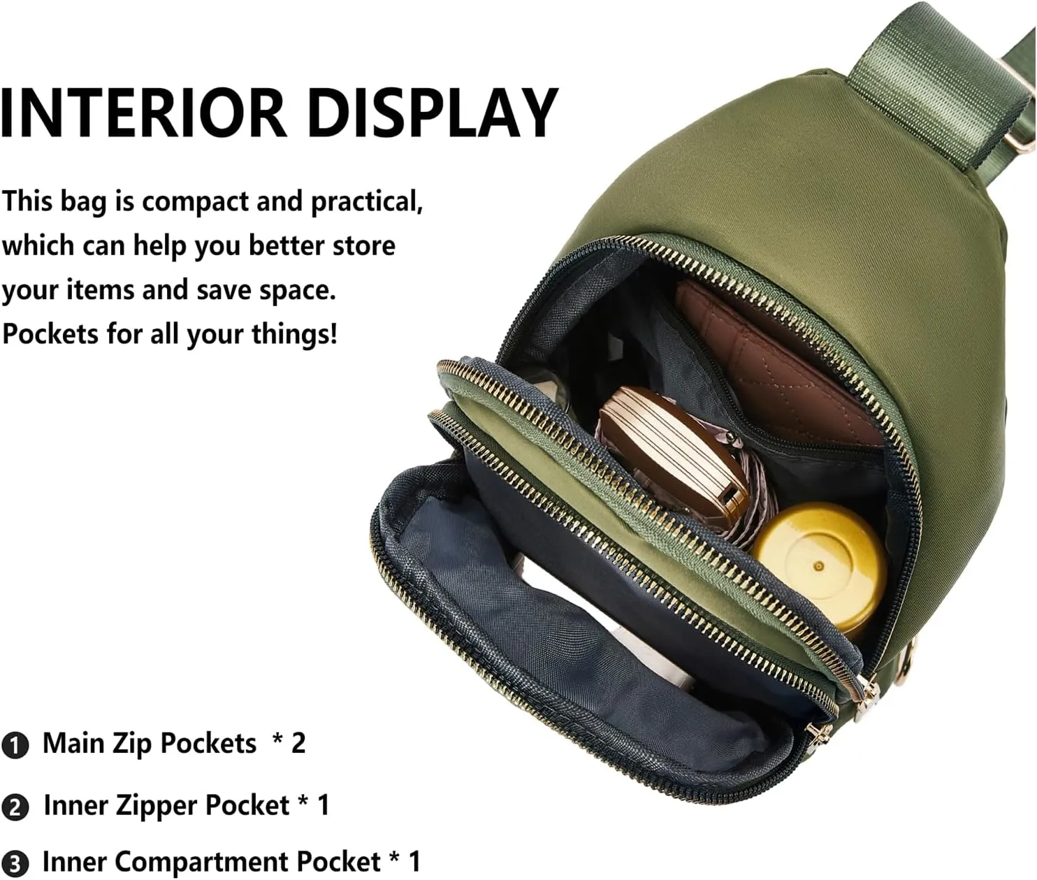 WESTBRONCO Sling Bag for Women Small Nylon Fanny Pack Lightweight Large-capacity Crossbody Bags