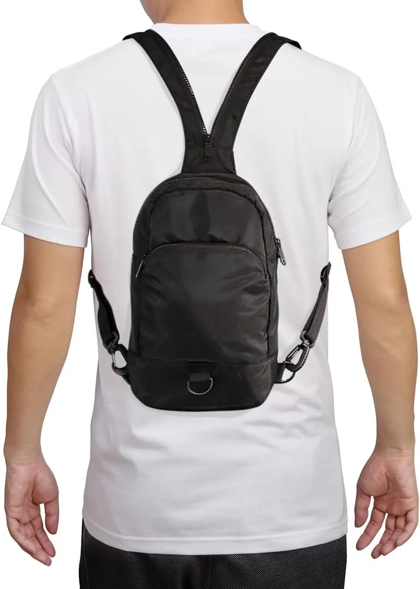 WESTEND Black Convertible Crossbody Sling Bag Backpack with Adjustable Strap for Traveling, Hiking, Daypack for Men and Women