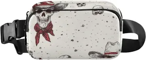 Western Cowboy Skull Primitive Charm Fashionable Crossbody Bag Waist Packs for Men Women Mini Crossbody Shoulder Bag with Adjustable Strap for Travel Vacation Running
