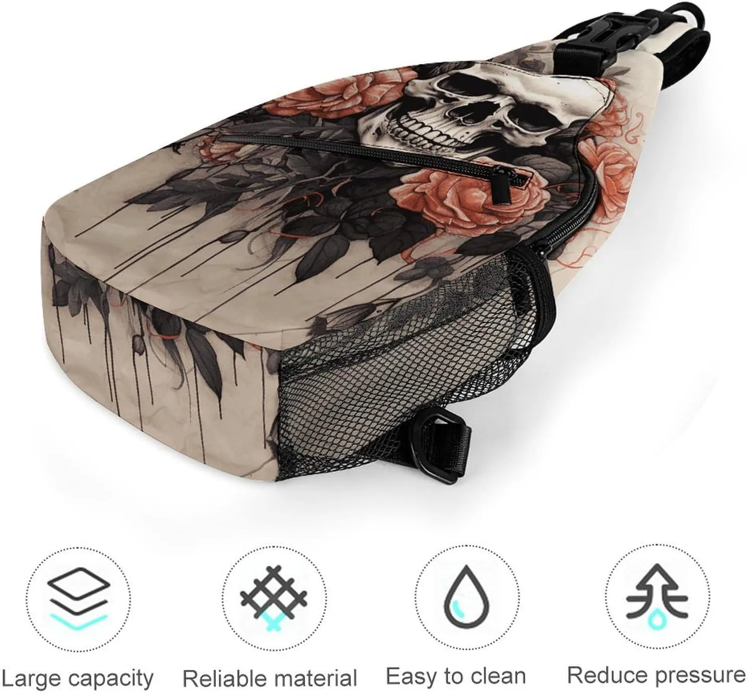 White Blooms Blue Butterflies Crossbody Bag, Sling Bag, Sling Backpack, Belt Bags for Travel Outdoors Hiking