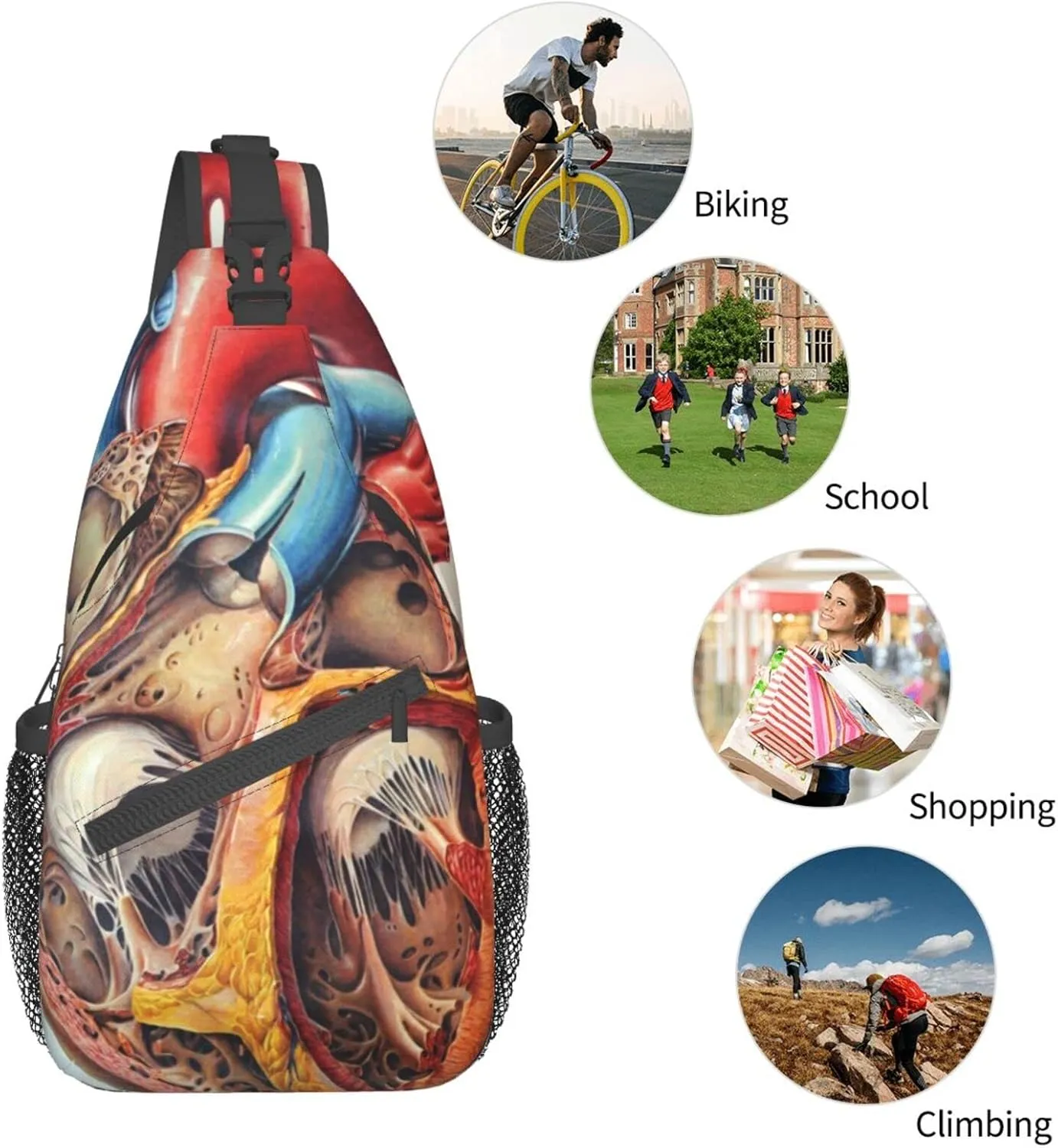 White Blue Daisy Cross Chest Bag Diagonally,Crossbody Backpack Travel Hiking Casual Chest Bags Lightweight Sling Bag