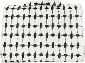 White Kuffiyeh Pattern Shoulder Bag with Adjustable Strap Belt
