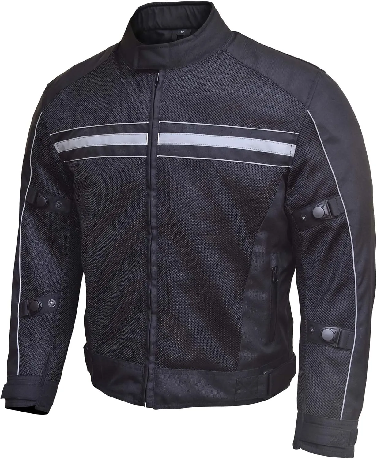WICKED STOCK Men's Motorcycle Jacket - CE Level1 Reflective Summer Biker Jacket with Adjustable Cuffs & Waist Belt - Lightweight & Comfortable Mesh Motorcycle Jacket with Armor