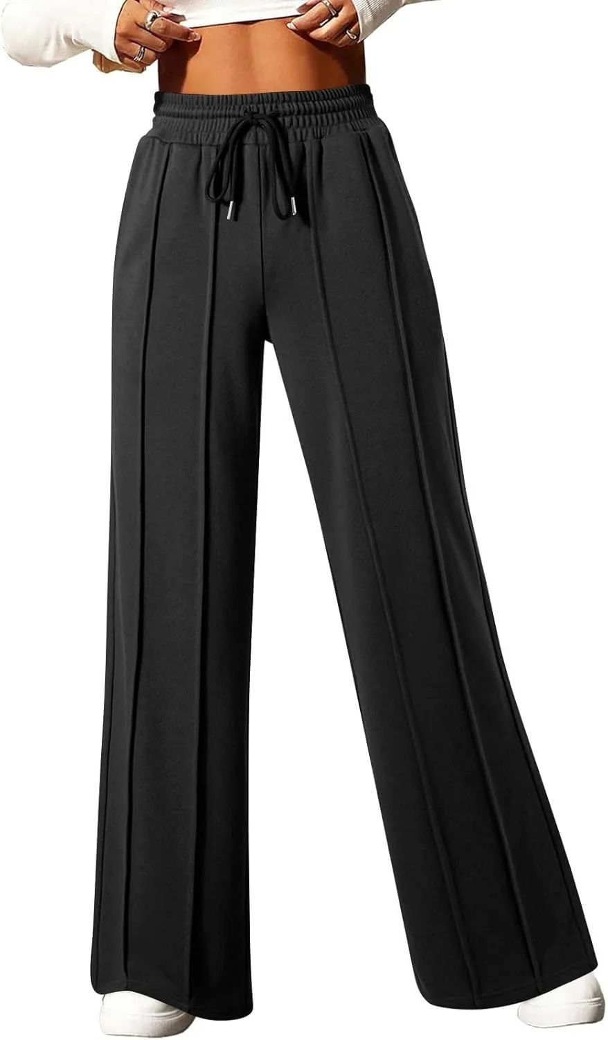 Wide Leg Sweatpants for Women Baggy Comfy Athletic Pants Casual Drawstring High Waisted Track Pants with Pockets