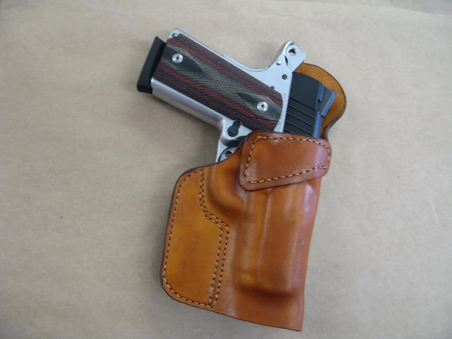 Wilson Combat Compact 1911 Leather Clip On OWB Belt Concealment Holster CCW - TAN RH USA