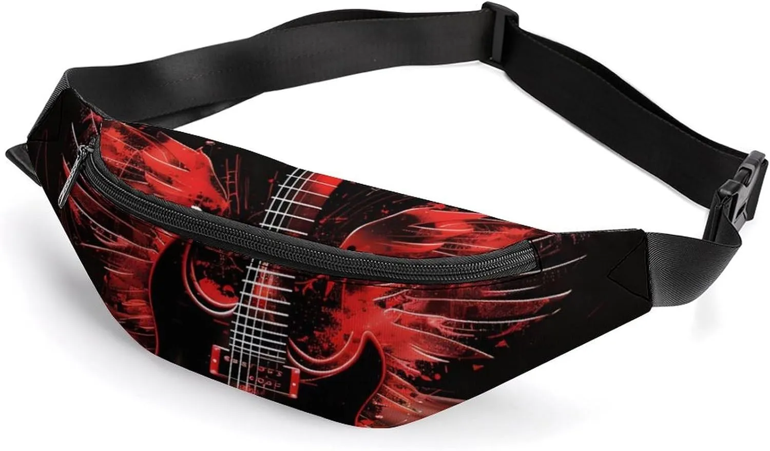 Winged Guitar Crossbody Fanny Pack Waist Packs Adjustable Shoulder Bags Sling Bag for Hiking Running Cycling