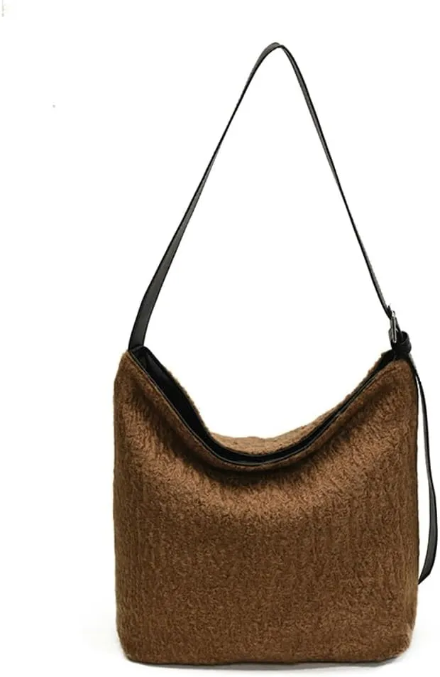 Winter Wool Purse Slouchy Hobo Bags for Women Fluffy Shoulder Bag Crossbody Purse Satchel Tote Handbag