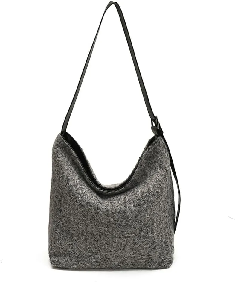 Winter Wool Purse Slouchy Hobo Bags for Women Fluffy Shoulder Bag Crossbody Purse Satchel Tote Handbag