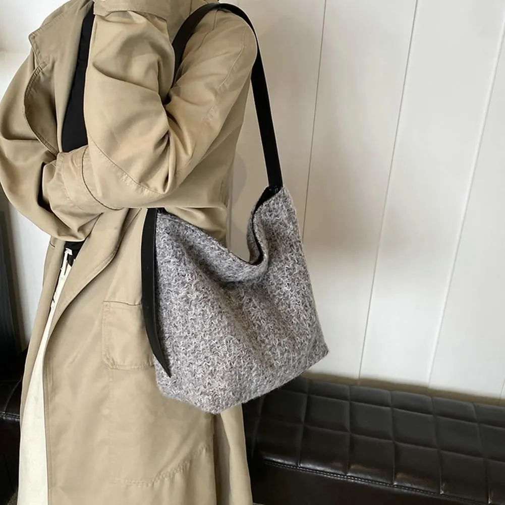 Winter Wool Purse Slouchy Hobo Bags for Women Fluffy Shoulder Bag Crossbody Purse Satchel Tote Handbag