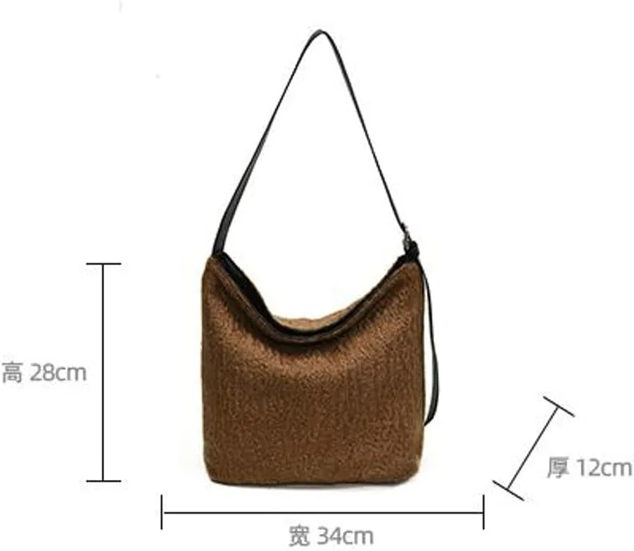 Winter Wool Purse Slouchy Hobo Bags for Women Fluffy Shoulder Bag Crossbody Purse Satchel Tote Handbag
