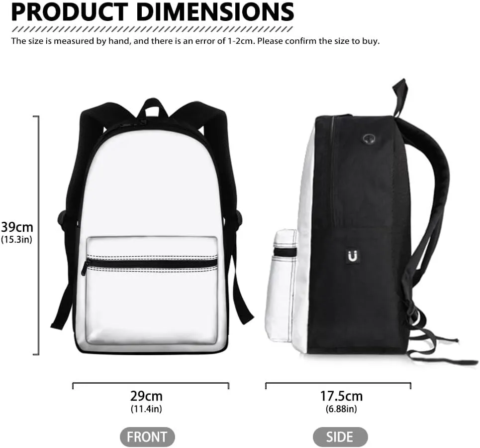 Wolf Fox Cool Animal Printed School Backpack for Boy Men Casual Lightweight Travel School Bags Daypack Knapsack,Fire Ice Wolf
