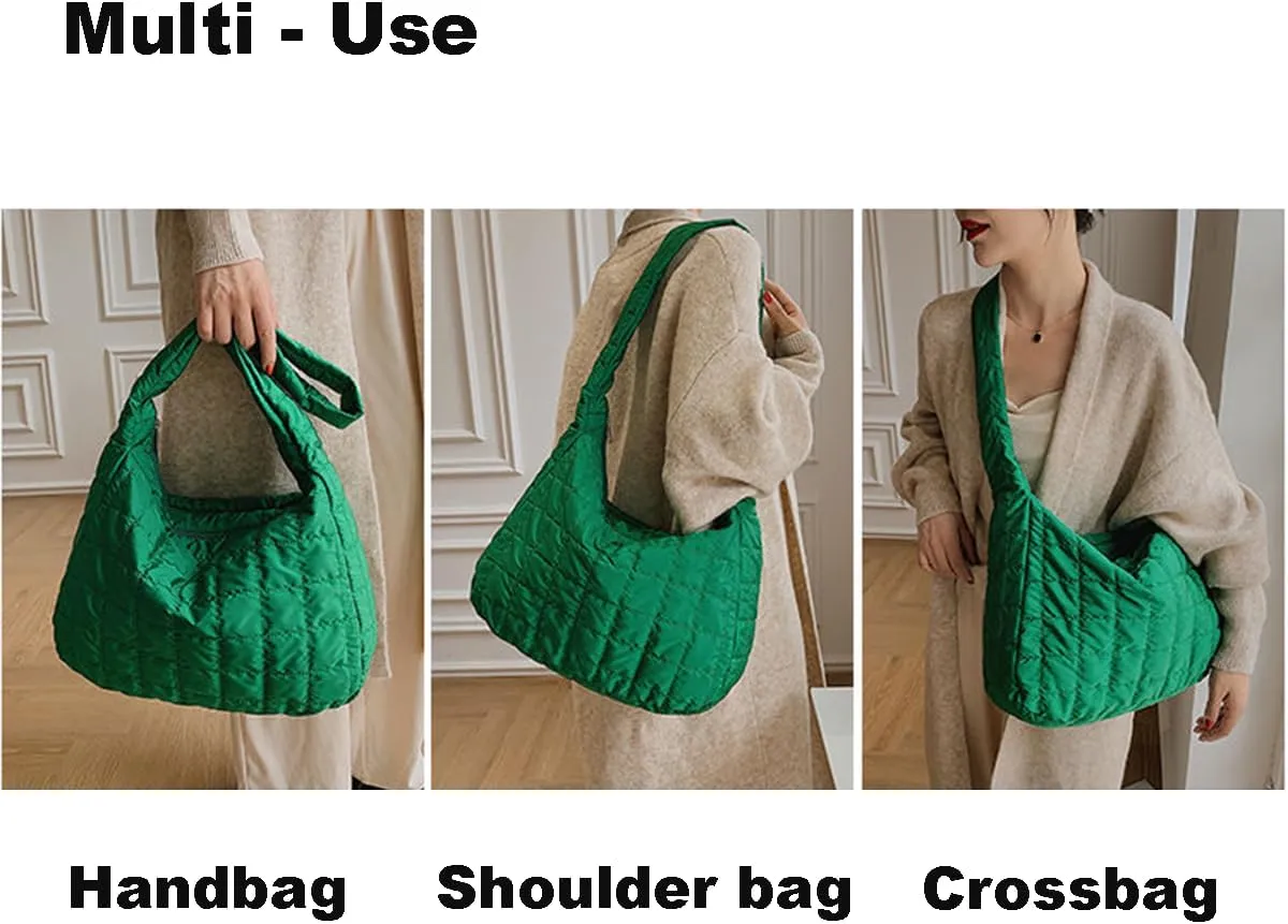 Woman Cozy Crossbody Handbag Fashion Warm Lightweight Bag with Zip Aesthetic Padded Puffy Cotton Sling Bag