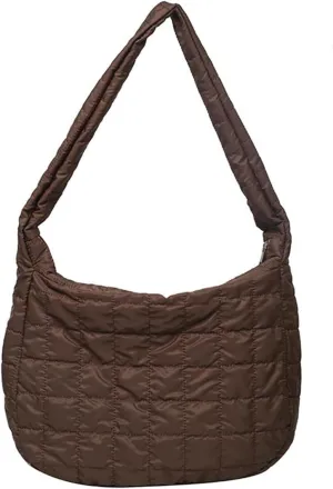 Woman Cozy Crossbody Handbag Fashion Warm Lightweight Bag with Zip Aesthetic Padded Puffy Cotton Sling Bag