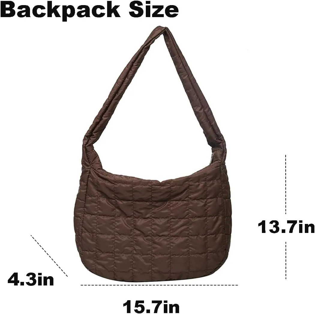 Woman Cozy Crossbody Handbag Fashion Warm Lightweight Bag with Zip Aesthetic Padded Puffy Cotton Sling Bag