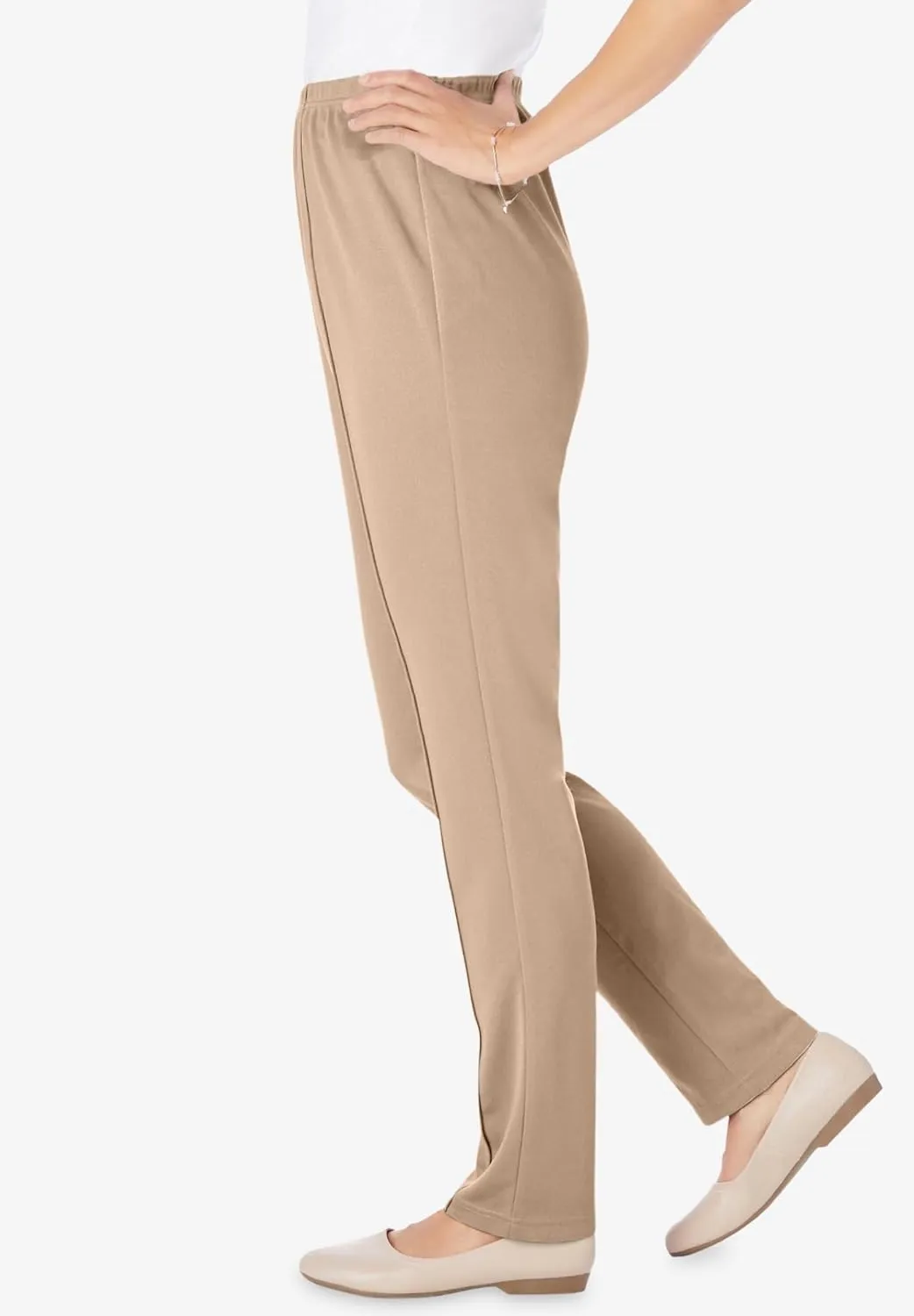 Woman Within Plus Size The Elastic-Waist Soft Knit Pant