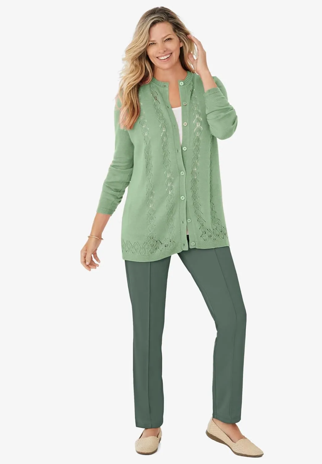 Woman Within Plus Size The Elastic-Waist Soft Knit Pant