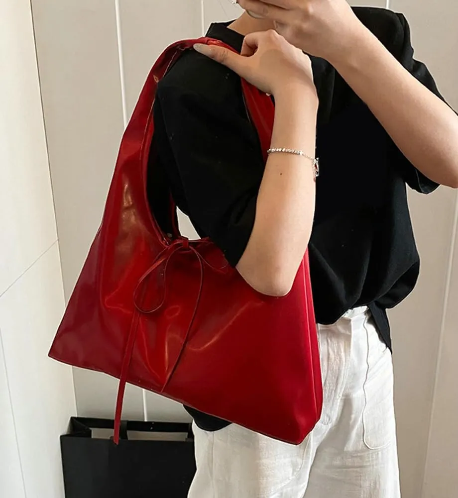 Women Bow-Tie Purse Underarm Hobo Bags for Women Slouchy Tote Bag Trending Overnight Tote Handbags Shoulder Bag 2025 Casual