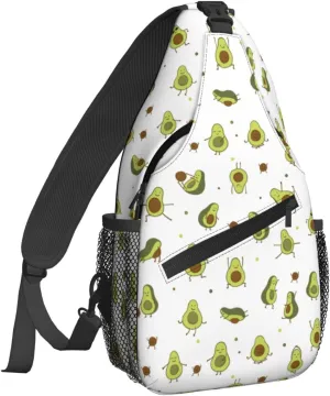 Women Cartoon Funny Avocado Face Crossbody Sling Backpack for Men Chest Bag Shoulder Bag Lightweight One Strap Backpack Travel Outdoor Daypack