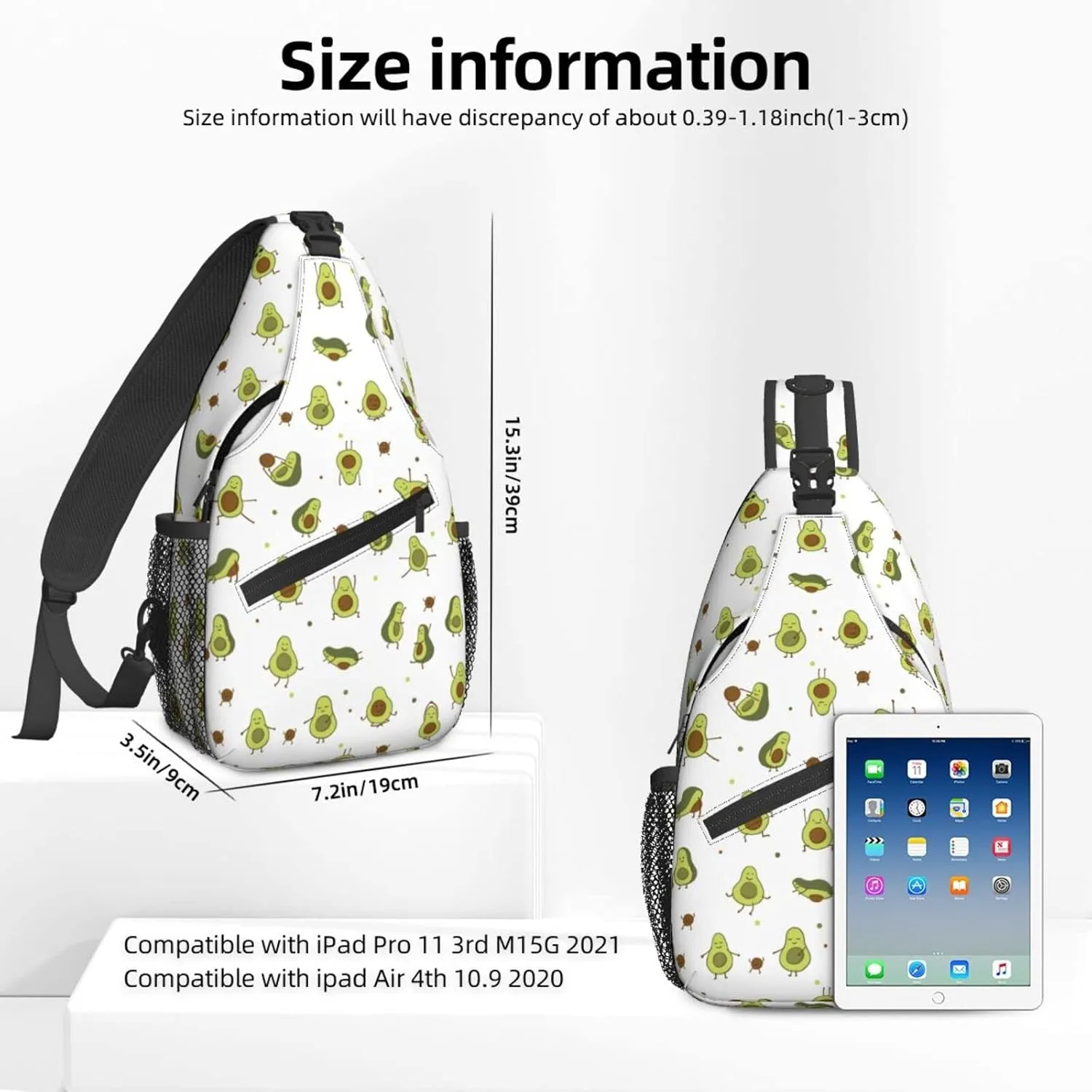 Women Cartoon Funny Avocado Face Crossbody Sling Backpack for Men Chest Bag Shoulder Bag Lightweight One Strap Backpack Travel Outdoor Daypack