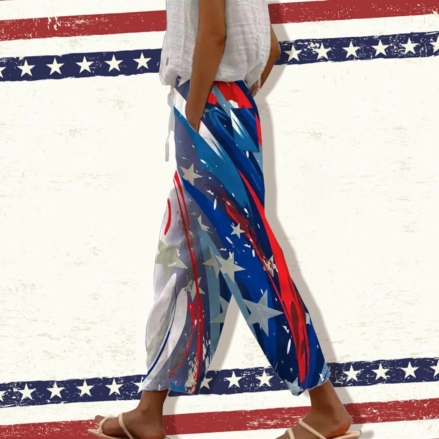 Women Elastic Waisted Drawstring Pants Pants Elastic Waist Pants Gauze Pants Women Womens Pants Lightweight White