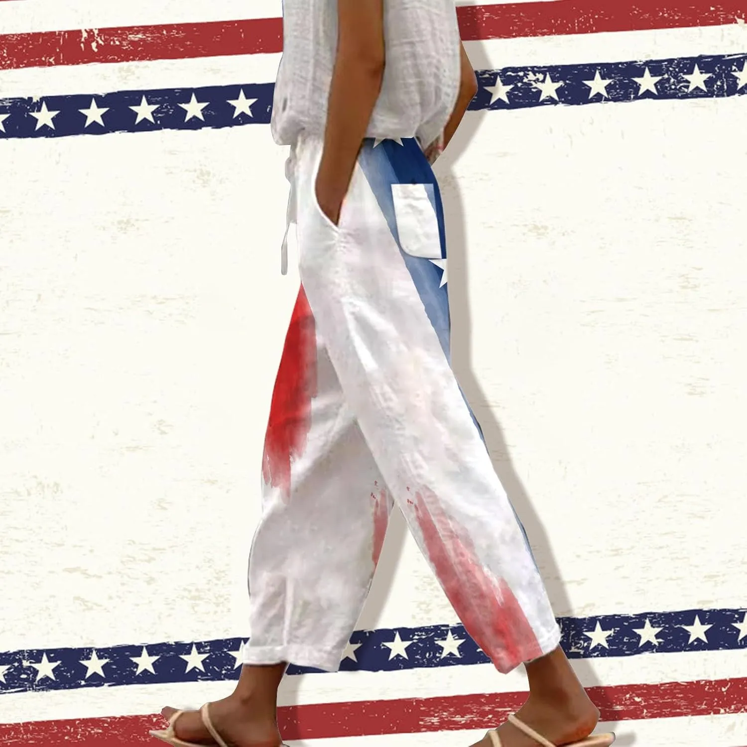 Women Elastic Waisted Drawstring Pants Pants Elastic Waist Pants Gauze Pants Women Womens Pants Lightweight White