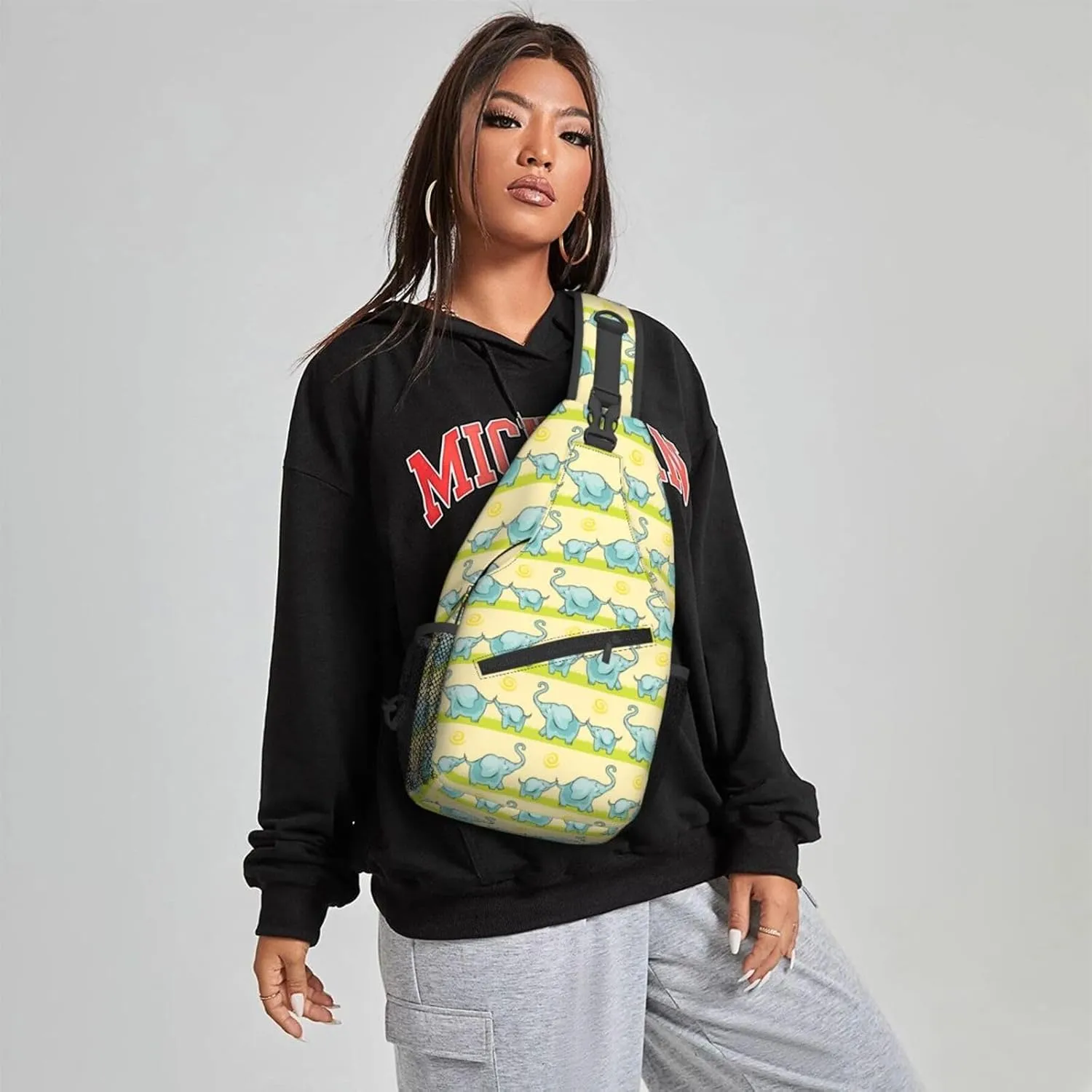 Women Elephant Seamless Cute Animals Crossbody Sling Backpack for Men Chest Bag Shoulder Bag Lightweight One Strap Backpack Travel Outdoor Daypack