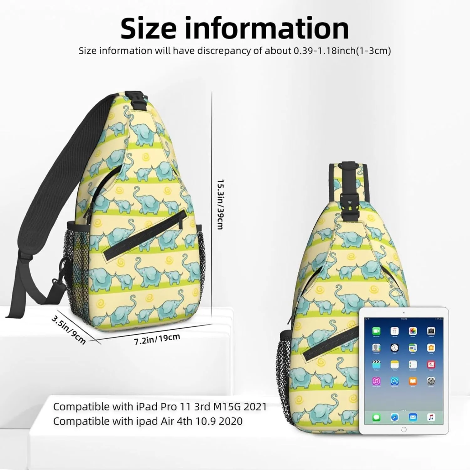 Women Elephant Seamless Cute Animals Crossbody Sling Backpack for Men Chest Bag Shoulder Bag Lightweight One Strap Backpack Travel Outdoor Daypack