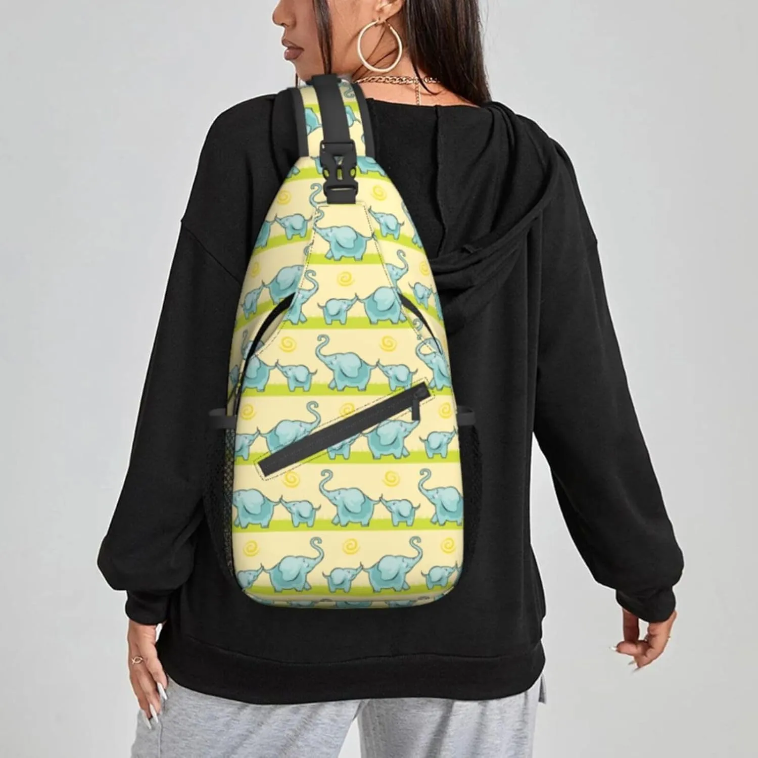 Women Elephant Seamless Cute Animals Crossbody Sling Backpack for Men Chest Bag Shoulder Bag Lightweight One Strap Backpack Travel Outdoor Daypack
