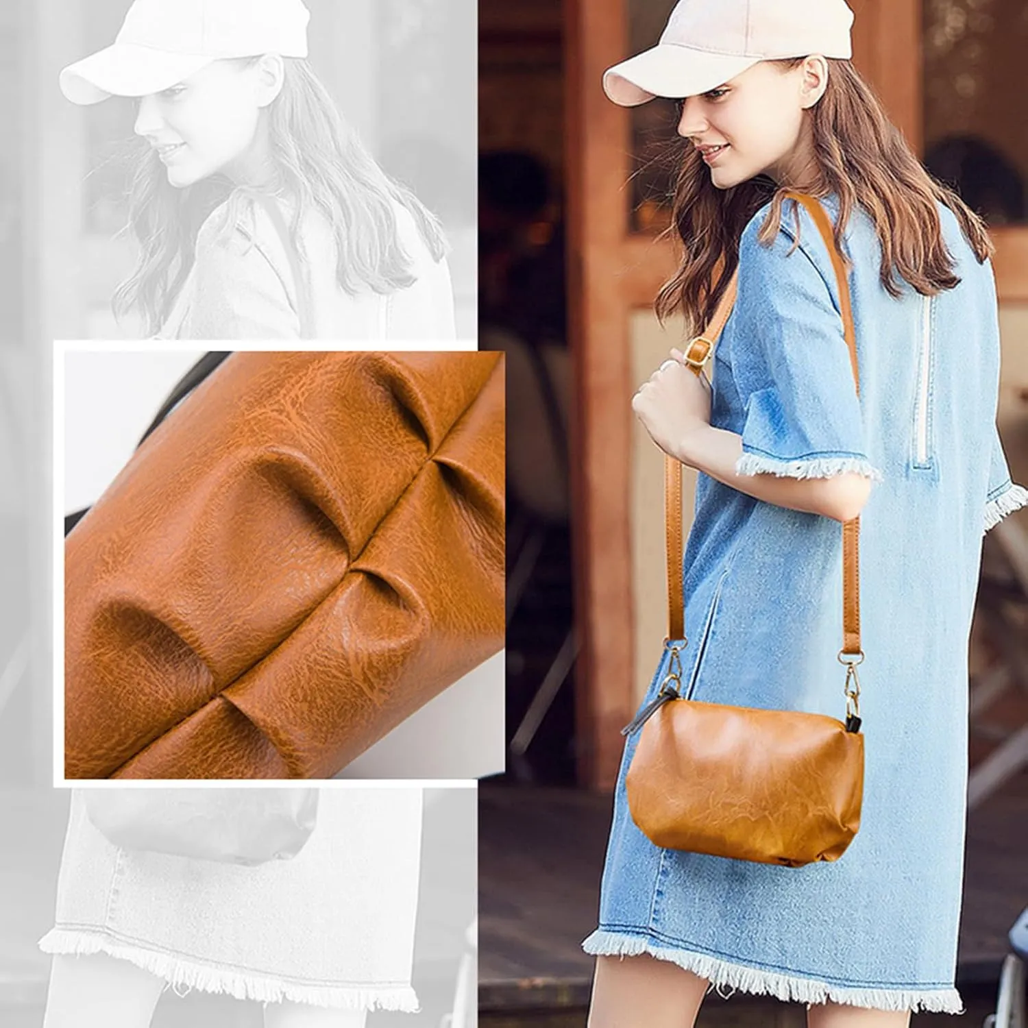 Women Fashion Handbags Set 4 PCS Women Satchel Shoulder Bag Tote Top Handle Bag PU Leather Crossbody Bags