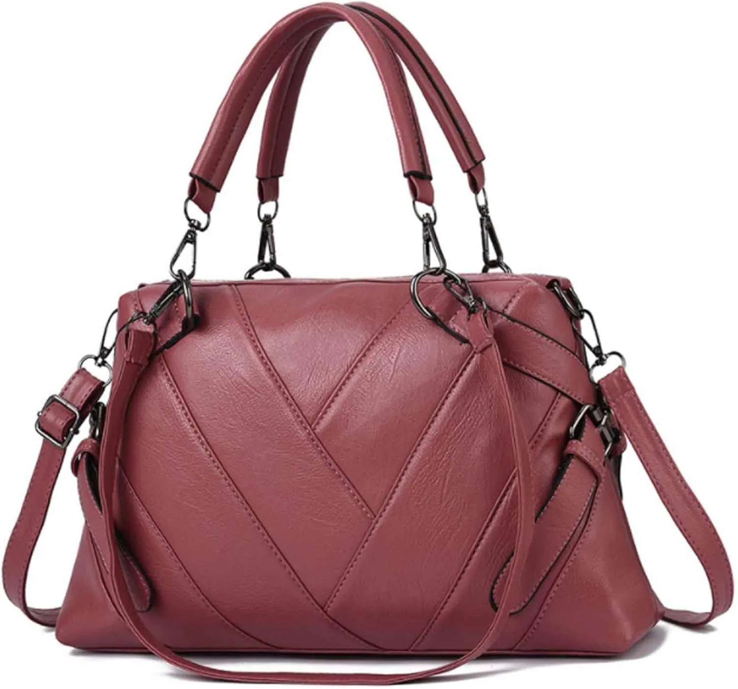 Women Handbag Hobo Shoulder Crossbody Bag,Stitching PU Top Handle Bags Totes Satchel Purse
