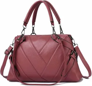 Women Handbag Hobo Shoulder Crossbody Bag,Stitching PU Top Handle Bags Totes Satchel Purse