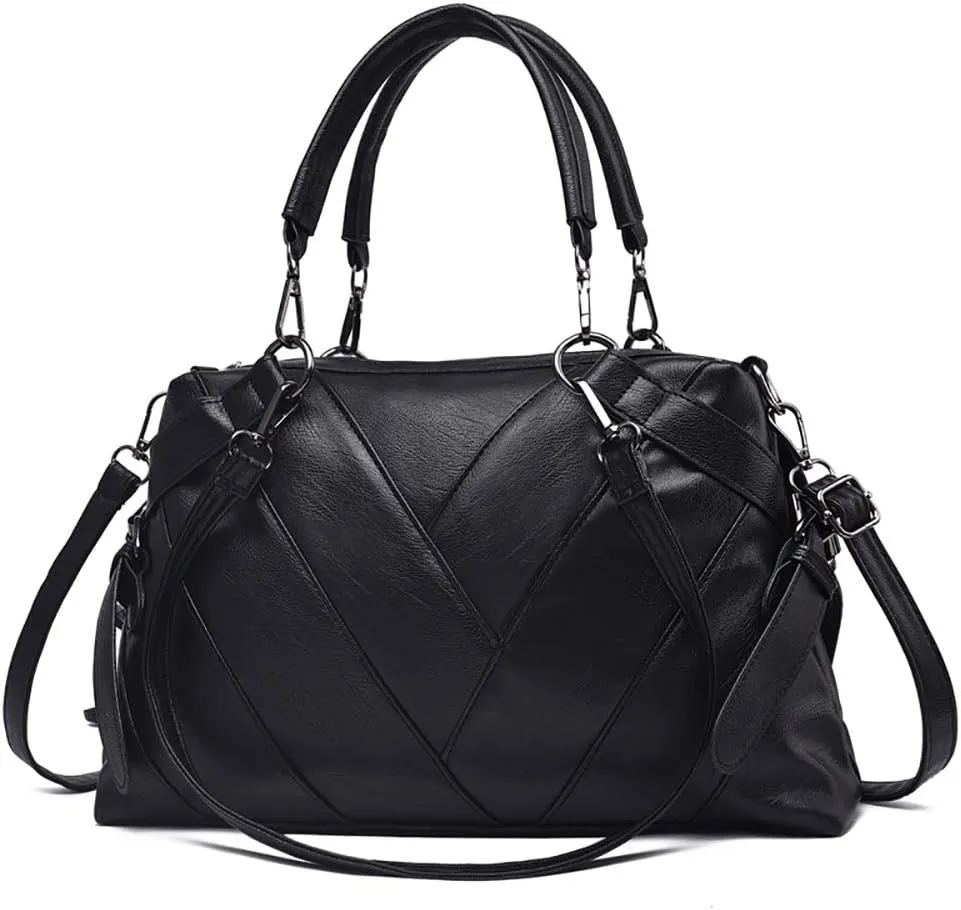 Women Handbag Hobo Shoulder Crossbody Bag,Stitching PU Top Handle Bags Totes Satchel Purse