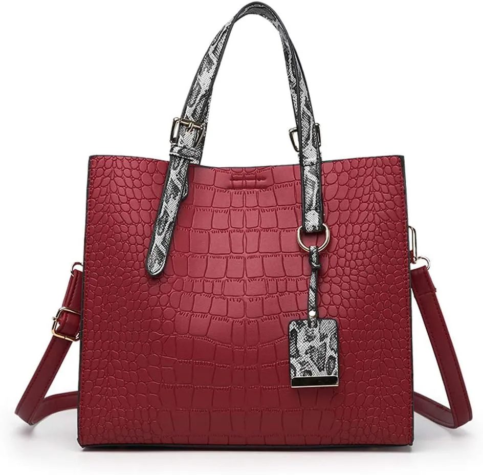 Women Handbags Alligator Pattern Purses Fashion Satchel Bags Top Handle Shoulder Bags Vegan Leather Work Tote Bag