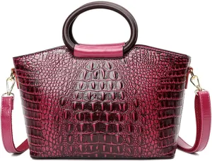 Women Handbags Purse PU Leather Crocodile Pattern Satchel Bags Top Circular Handle Handbag Ladies Shoulder Bag