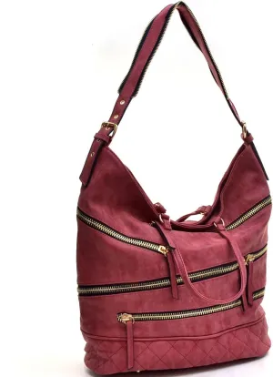 Women Hobo Purse Shoulder Bag Bucket Handbag with Big Hook Hardware Snap Closure