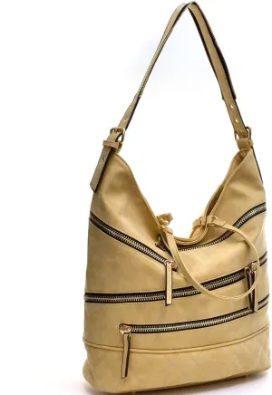 Women Hobo Purse Shoulder Bag Bucket Handbag with Big Hook Hardware Snap Closure