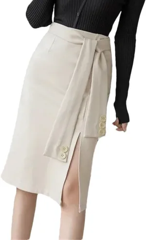 Women Korean Fashion High Waist Bodycon Pencil Skirts Office Elastic Sexy Midi Skirt