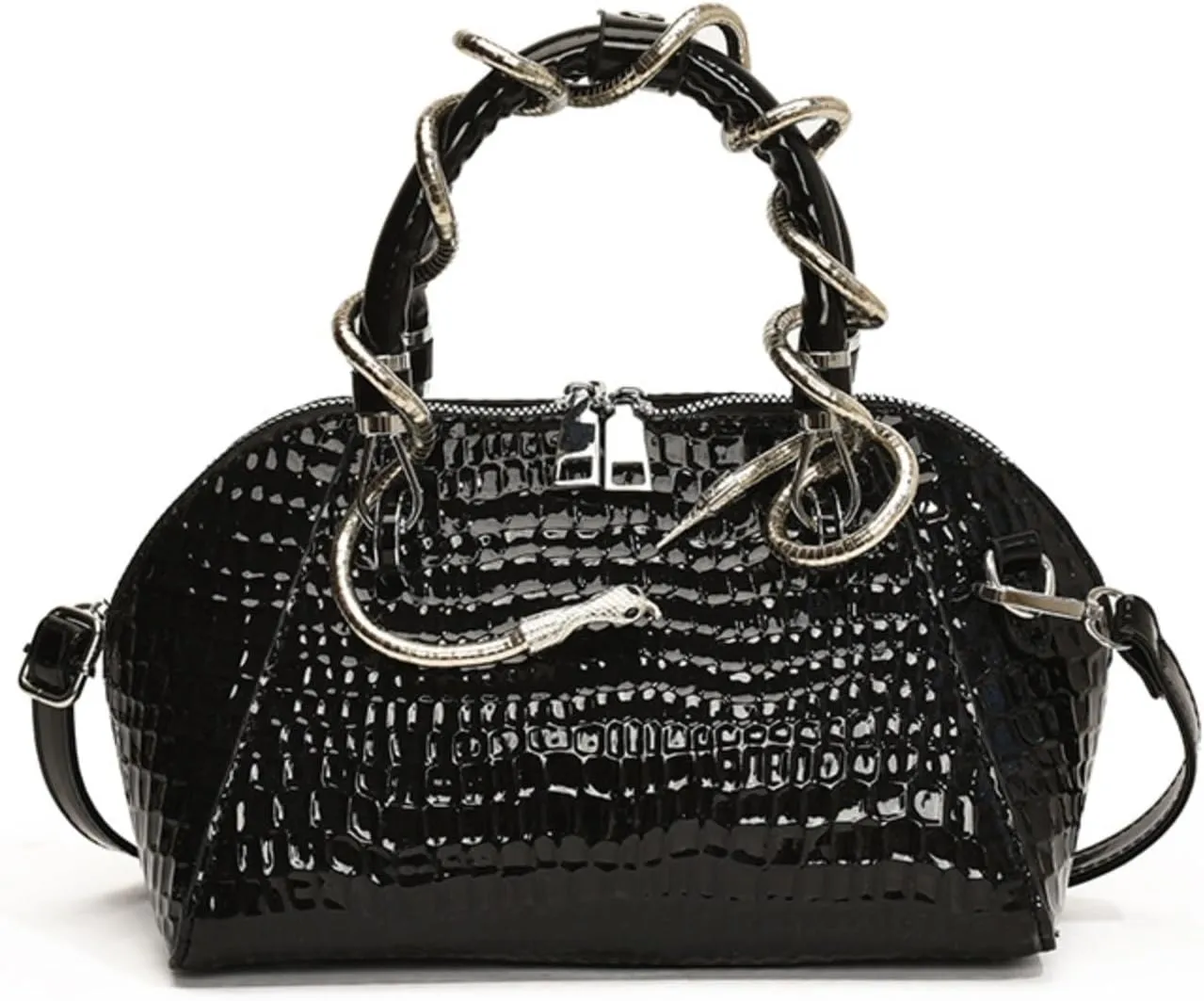 Women Leather Handbag Stylish Snakeskin Pattern PU Leather Top - Handle Satchel - Versatile Shoulder and Crossbody Bag