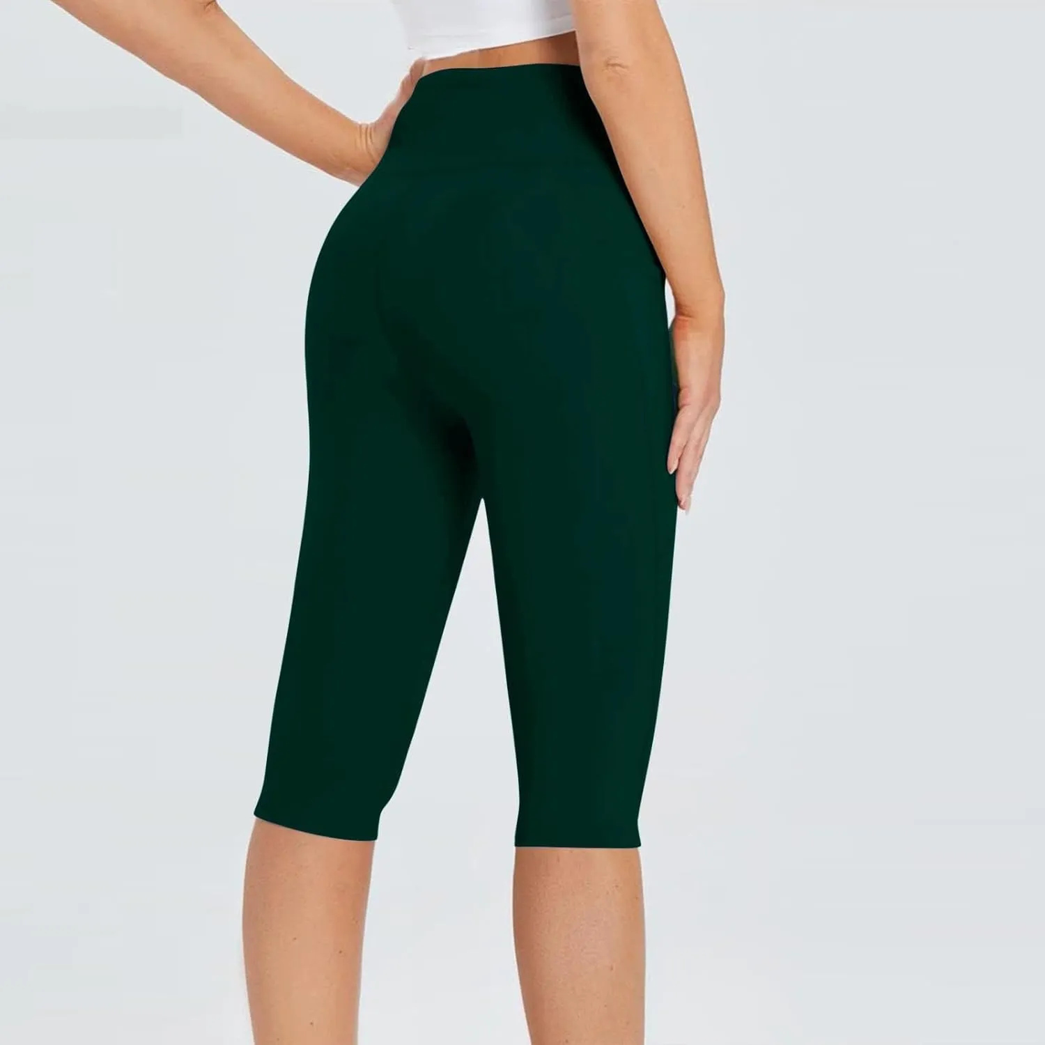 Women Linen Pants Womens Casual Linen High Waist Pants Elastic Waist Plaid Gingham Wide Leg Capri Palazzo High