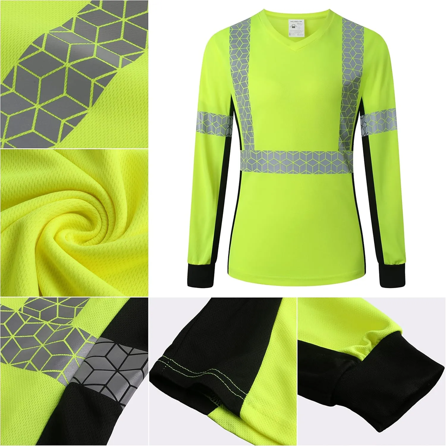 Women Safety Shirt,High Reflective T Shirt for Woman with Unusual Reflective Pattern,Short Sleeve Breathable