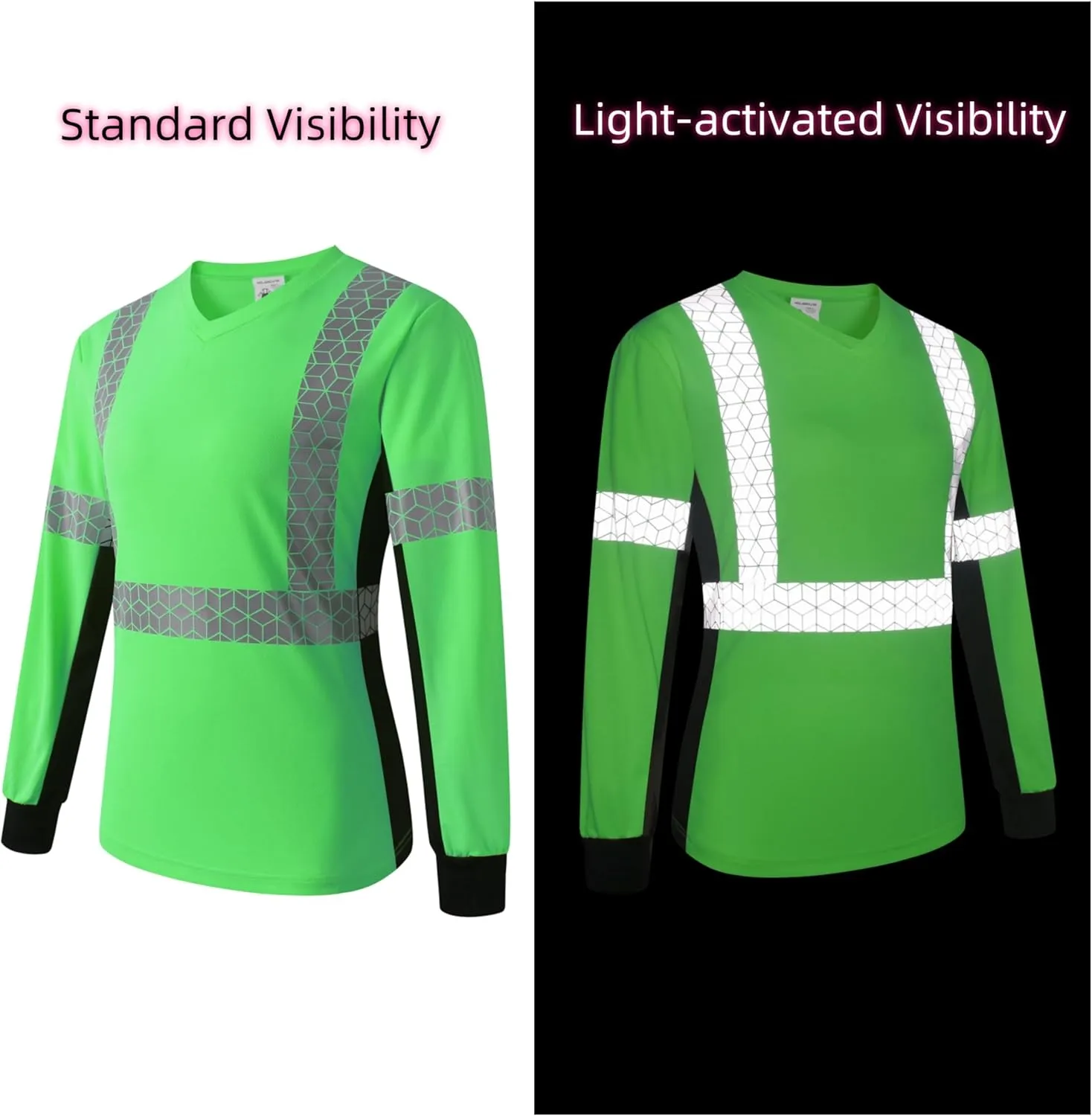 Women Safety Shirt,High Reflective T Shirt for Woman with Unusual Reflective Pattern,Short Sleeve Breathable