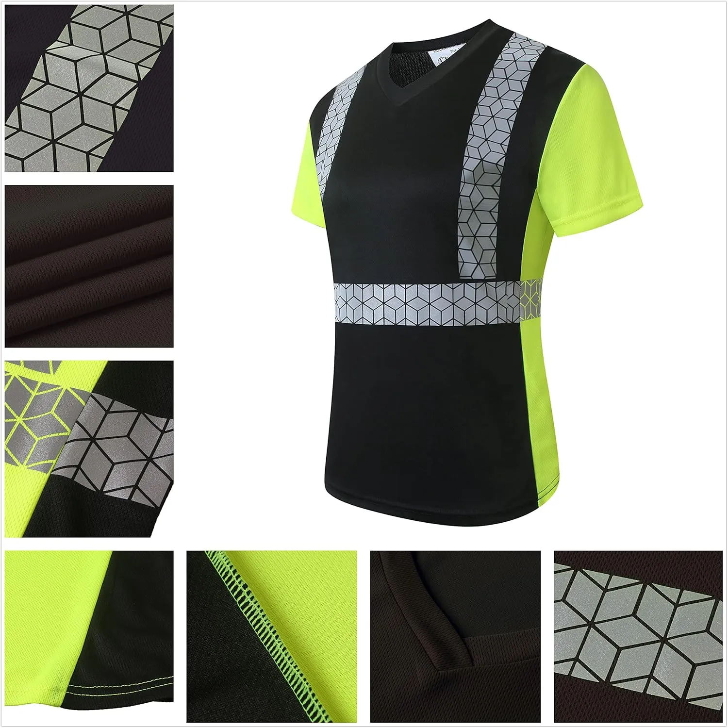 Women Safety Shirt,High Reflective T Shirt for Woman with Unusual Reflective Pattern,Short Sleeve Breathable