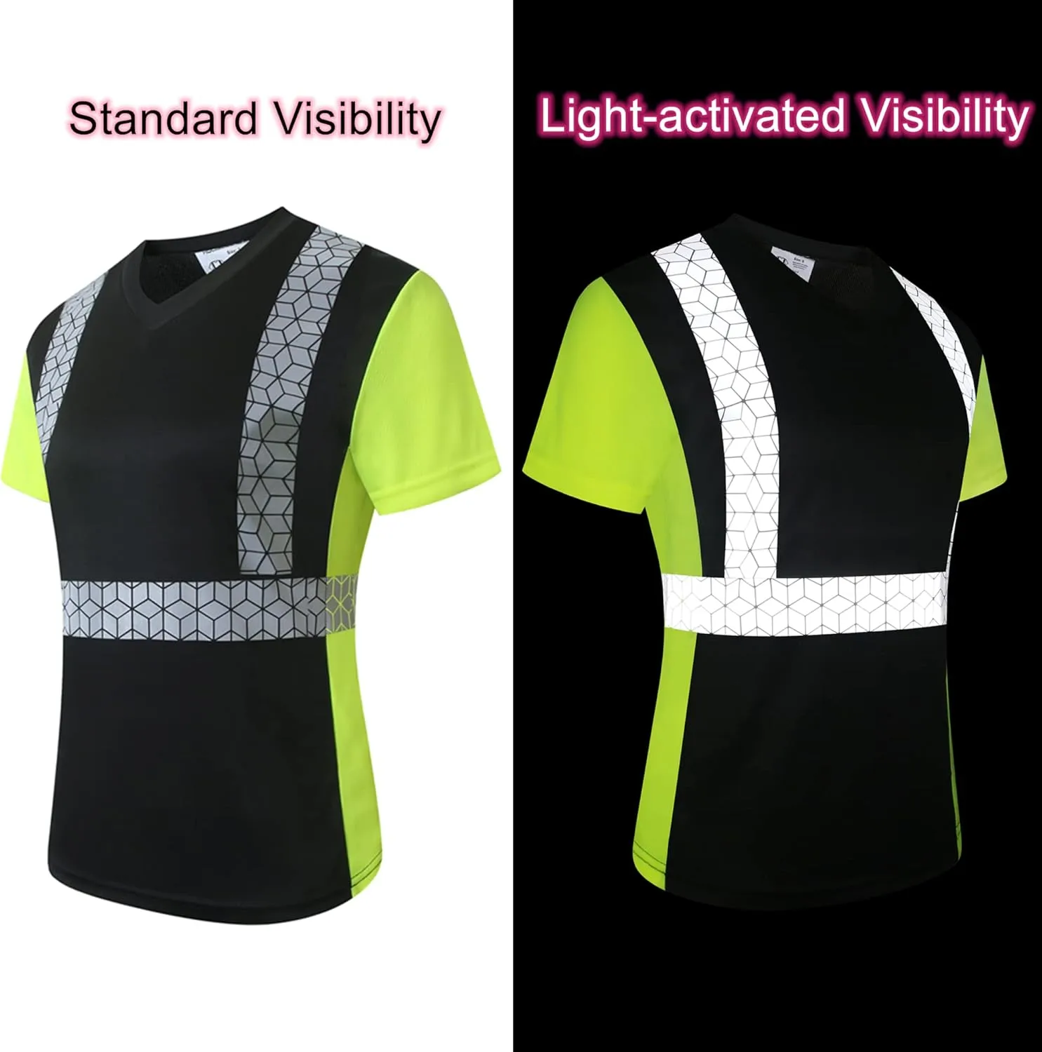 Women Safety Shirt,High Reflective T Shirt for Woman with Unusual Reflective Pattern,Short Sleeve Breathable