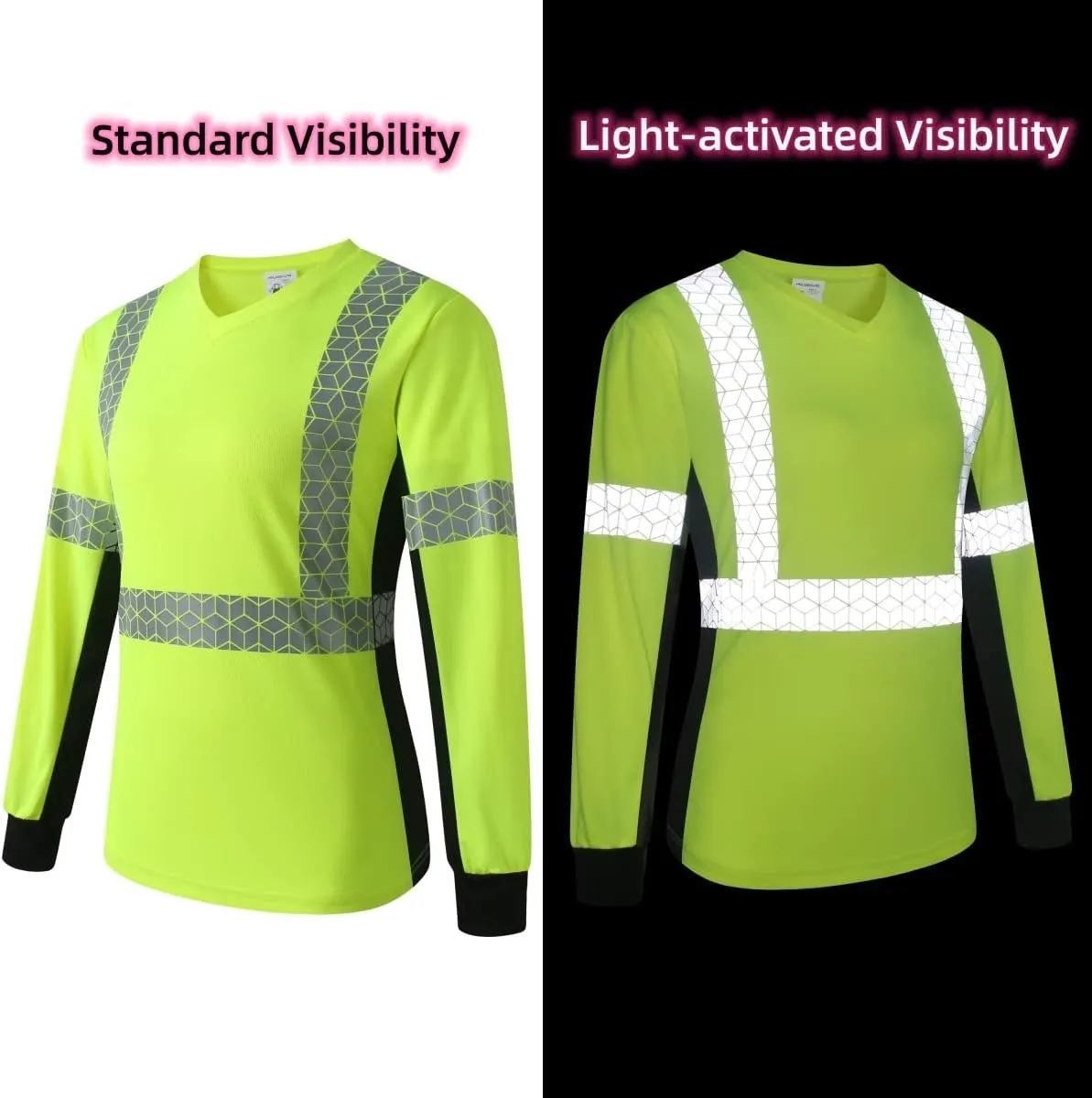 Women Safety Shirt,High Reflective T Shirt for Woman with Unusual Reflective Pattern,Short Sleeve Breathable