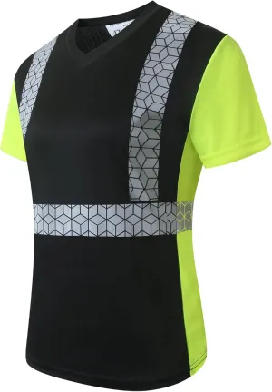 Women Safety Shirt,High Reflective T Shirt for Woman with Unusual Reflective Pattern,Short Sleeve Breathable