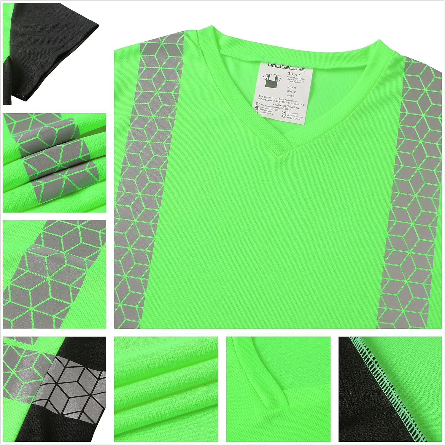 Women Safety Shirt,High Reflective T Shirt for Woman with Unusual Reflective Pattern,Short Sleeve Breathable