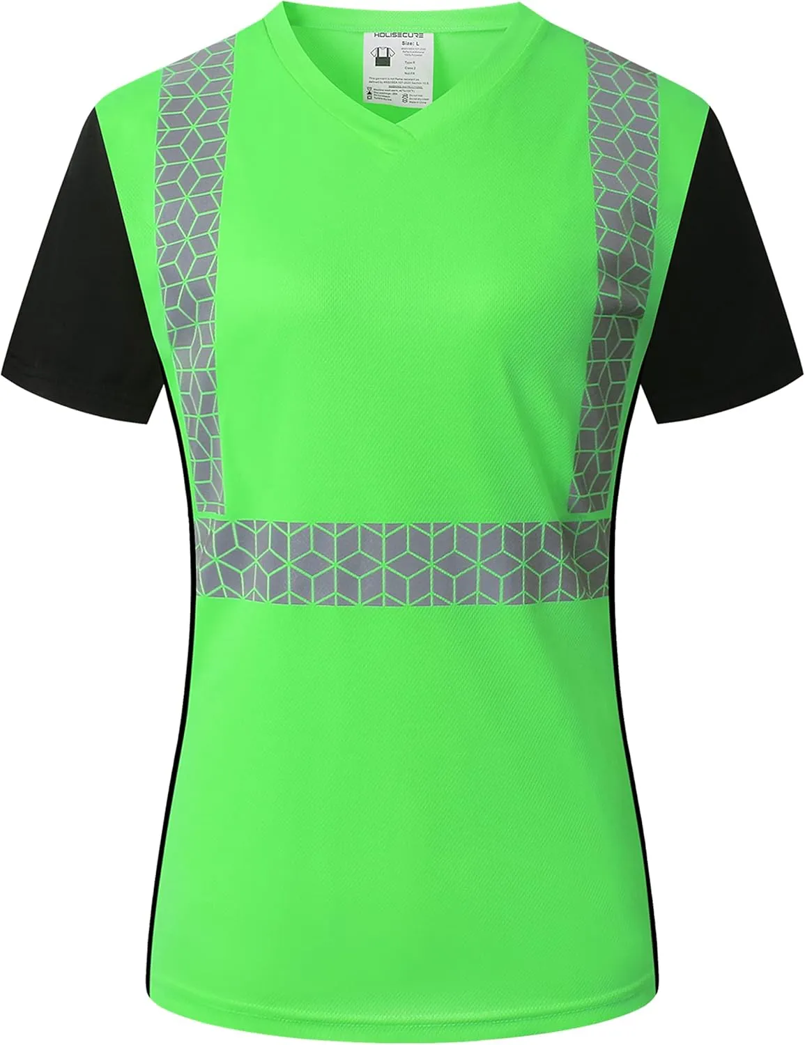 Women Safety Shirt,High Reflective T Shirt for Woman with Unusual Reflective Pattern,Short Sleeve Breathable