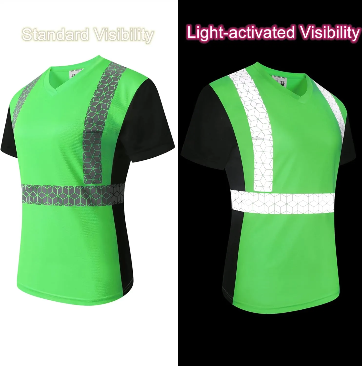 Women Safety Shirt,High Reflective T Shirt for Woman with Unusual Reflective Pattern,Short Sleeve Breathable